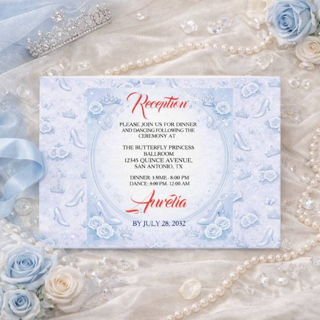 Carte D'accompagnement Light Blue Silver Princess Quinceanera Birthday (Light Blue Silver Princess Quinceanera Birthday Enclosure Card
)