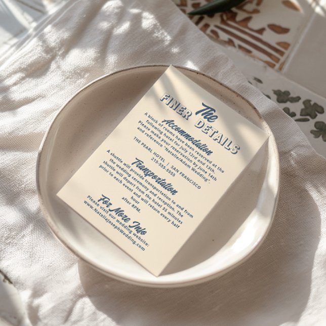 Carte D'accompagnement Light Peach Retro Funky Modern Mariage Détails (Créateur téléchargé)