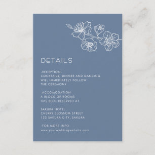 Carte D'accompagnement Ligne artistique florale blanche mariage bleu pous
