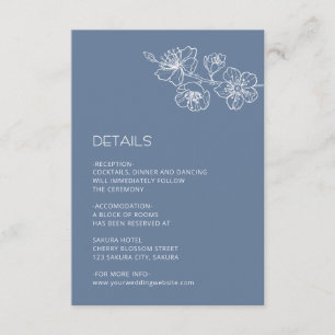 Carte D'accompagnement Ligne artistique florale blanche mariage bleu pous