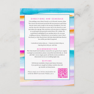 Carte D'accompagnement Ligne de marée Abstraite code QR mariage bleu rose