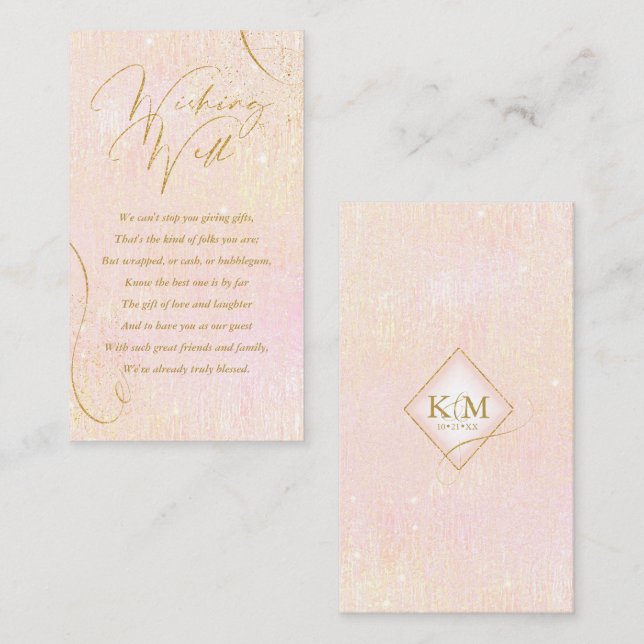 Carte D'accompagnement Lignes fines Gold Abstrait Wishing Well Blush ID86 (Devant / Derrière)