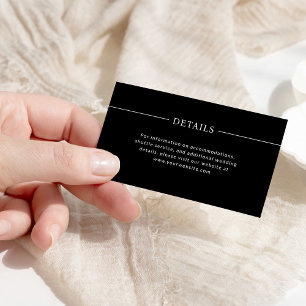 Carte D'accompagnement Lignes modernes   Détails du Mariage noir foncé