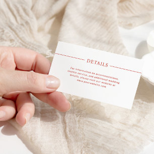 Carte D'accompagnement Lignes modernes Détails du Mariage rouge et blan