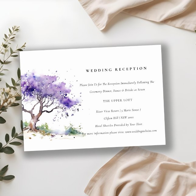 Carte D'accompagnement Lilac Aquarelle Jacaranda Réception de mariage arb (Créateur téléchargé)
