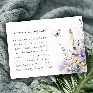 Carte D'accompagnement Lilac Fleur sauvage Papillons Livres Pour Baby sho
