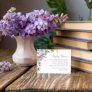 Carte D'accompagnement Lilac Floral Affichage Douche Pas Demande D'Envelo