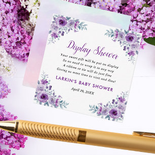 Carte D'accompagnement Lilac Floral Affichage Douche Pas Demande D'Envelo