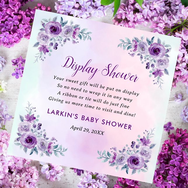 Carte D'accompagnement Lilac Floral Affichage Douche Pas Demande D'Envelo (Créateur téléchargé)