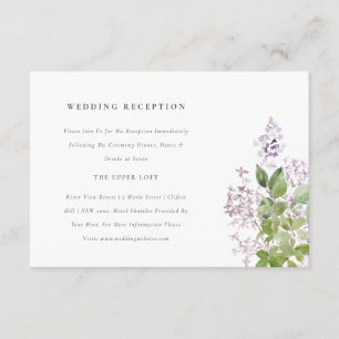 Carte D'accompagnement Lilac Floral Cottage Jardin Réception de mariage