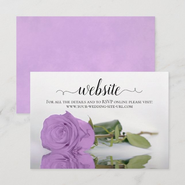 Carte D'accompagnement Lilac Purple Rose Élégant site de mariage (Devant / Derrière)