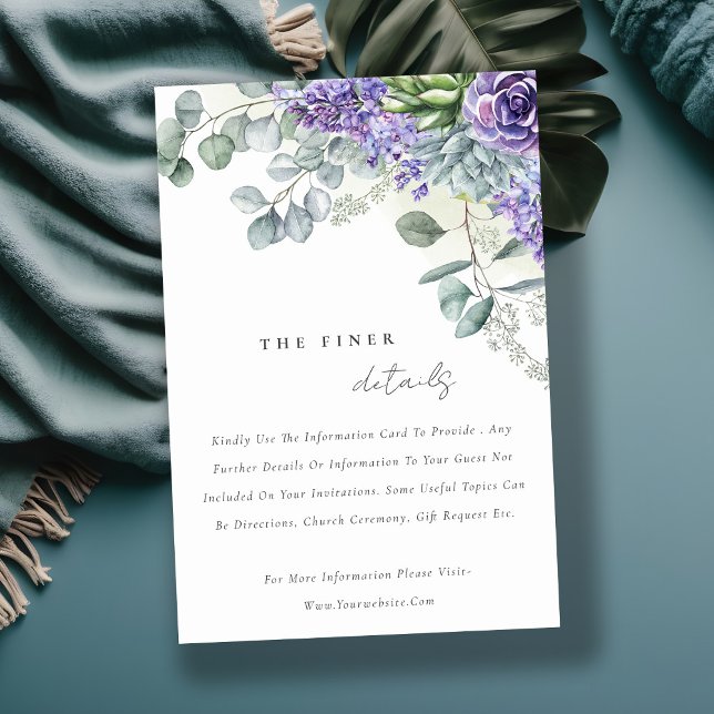 Carte D'accompagnement Lilac Succulent Eucalyptus Foliage Détails du Mari (Créateur téléchargé)