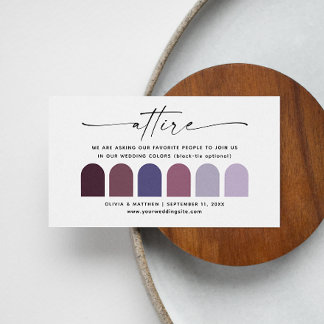 Carte D'accompagnement Lilac Violet mariage habillage palette de codes ve