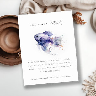 Carte D'accompagnement Lilac Watercolor Coastal Fish Détails du Mariage