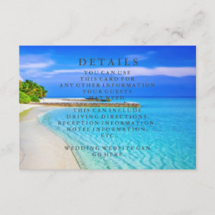 Carte D'accompagnement L'information bleue de mariage de plage de vagues