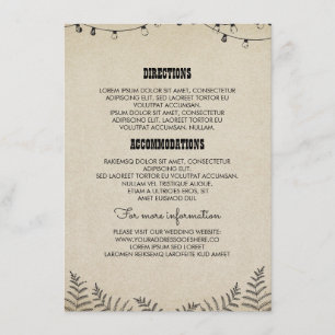 Carte D'accompagnement L'information de détails de mariage campagnard -