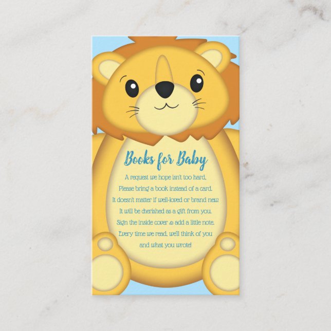 Carte D'accompagnement Lion Baby shower Zoo Circus Blue Boy (Devant)