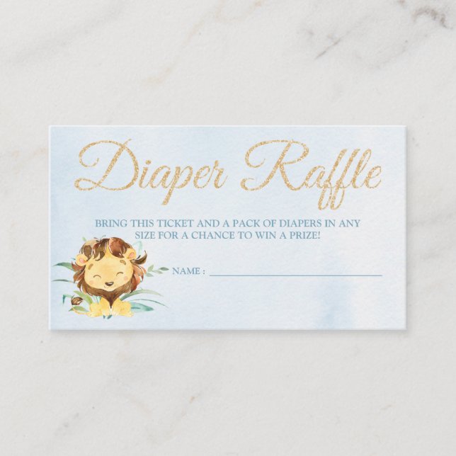 Carte D'accompagnement Lion Diaper Raffle Card Billets pour Baby shower (Devant)