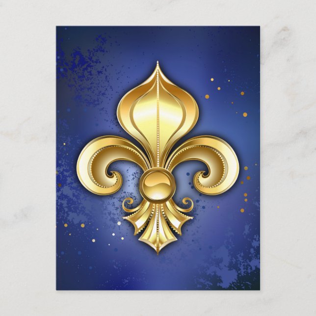 Carte D'accompagnement Lis d'or sur fond bleu (Devant)