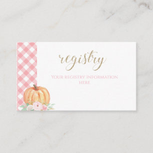Carte D'accompagnement Liste de cadeaux pour Baby Shower Citrouille à car