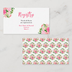 Carte D'accompagnement Liste de mariage aux roses roses avec feuillage