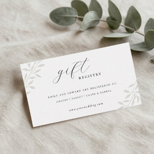 Carte D'accompagnement Liste de mariage élégante avec végétation de sauge