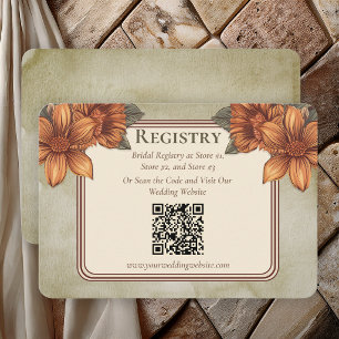 Carte D'accompagnement Liste de mariage Élégante Sage Terre cuite Floral 
