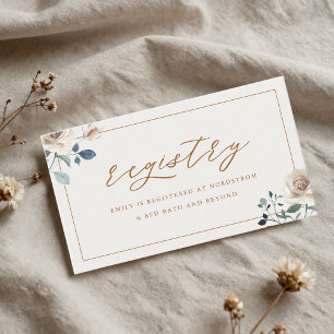 Carte D'accompagnement Liste de mariage florale automnale rustique pour u
