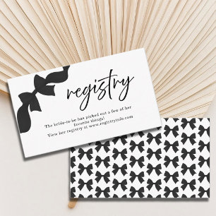 Carte D'accompagnement Liste de mariage Noir Mignon Nœud