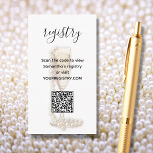 Carte D'accompagnement Liste de mariage Perles & Prosecco
