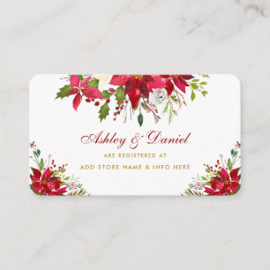 Carte D'accompagnement Liste de mariage Poinsettia Floral Or Rouge