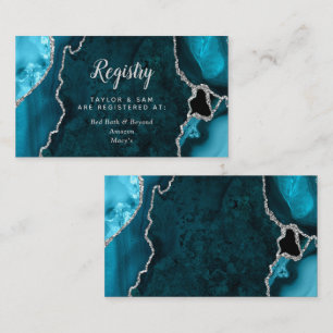 Carte D'accompagnement Liste de mariage Teal et Agate Argenté
