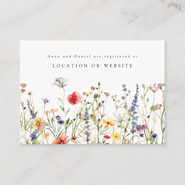 Carte D'accompagnement Liste de mariage Wildflower (Devant)