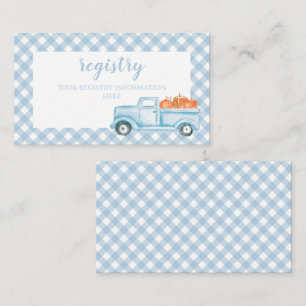 Carte D'accompagnement Liste de naissance Baby shower citrouille camion à