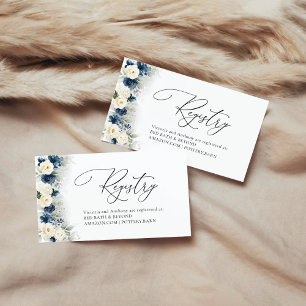 Carte D'accompagnement Liste de naissance Baby Shower Roses Bleu Marine e
