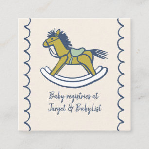 Carte D'accompagnement Liste de naissance Cheval à bascule Navy et Menthe
