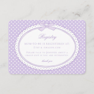 Carte D'accompagnement Liste de naissance Coquette à nœud en vichy violet