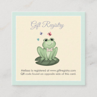 Carte D'accompagnement Liste de naissance de bébé grenouille vert menthe