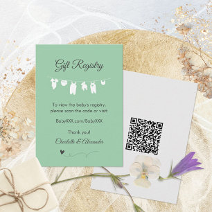 Carte D'accompagnement Liste de naissance minimaliste vert menthe pour bé