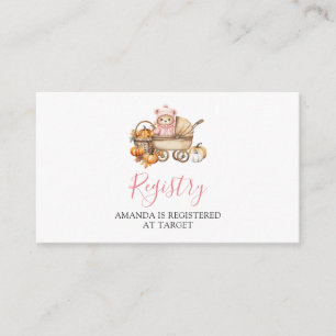 Carte D'accompagnement Liste de naissance ourson rose tomber amoureux