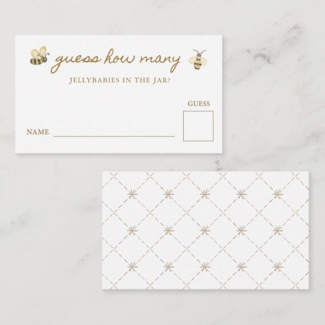 Carte D'accompagnement Little Bee Baby shower Devine Combien (Devant / Derrière)