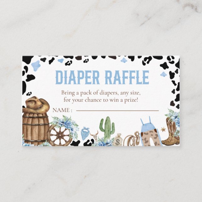 Carte D'accompagnement Little Cowboy Diaper Raffle, Western Baby Shower (Devant)
