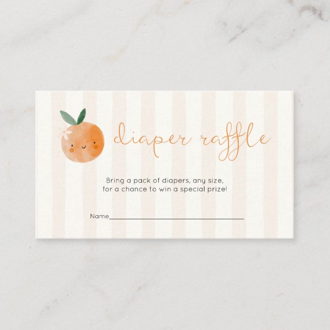 Carte D'accompagnement Little Cutie Orange Baby Shower Diaper Raffle (Devant)