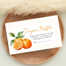 Little Cutie Orange Baby Shower Diaper Raffle
