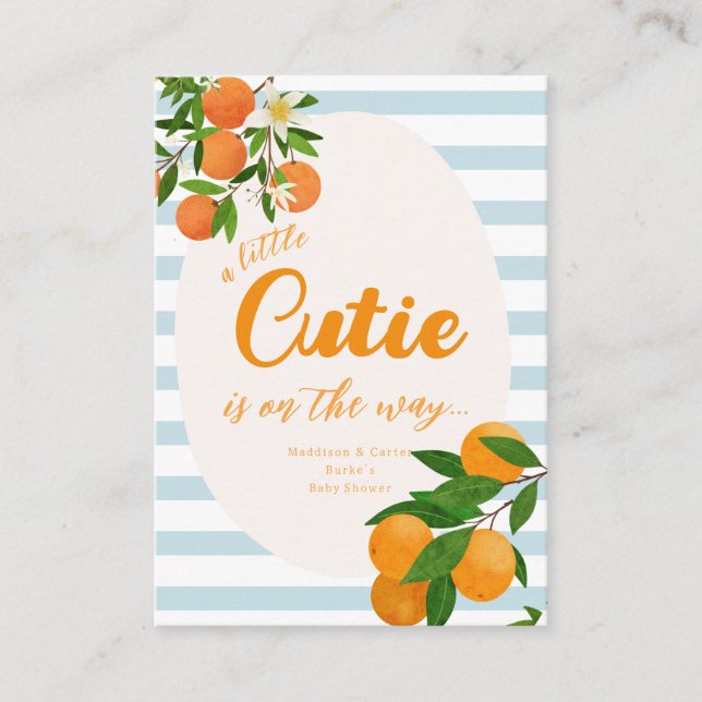 Carte D'accompagnement Little Cutie Orange Baby Shower - Organic Market (Devant)