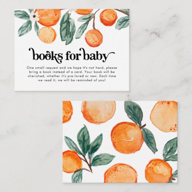 Carte D'accompagnement Little Cutie Orange Livres pour Baby Card (Devant / Derrière)