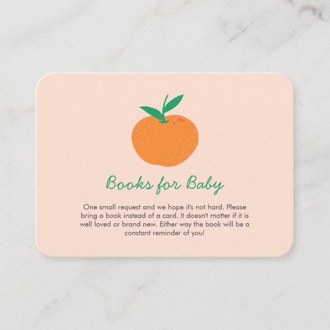 Carte D'accompagnement Little Cutie Orange Livres pour Baby Encape Card (Devant)
