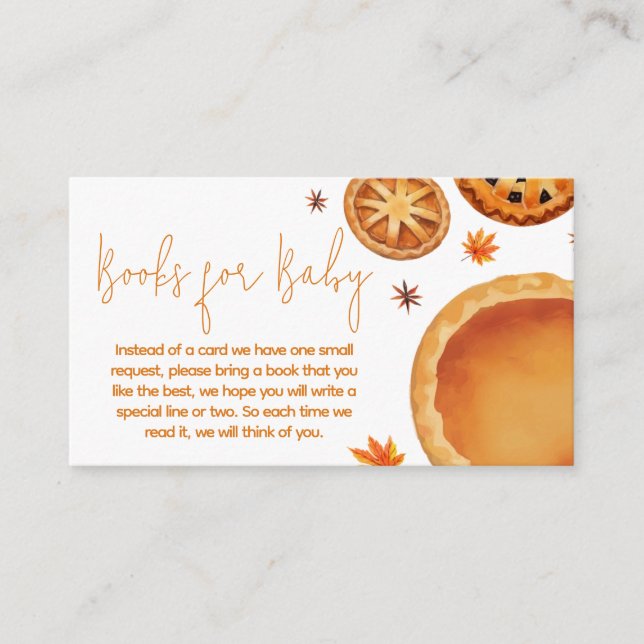 Carte D'accompagnement Little Cutie Pie Automne Baby showers Livres pour  (Devant)