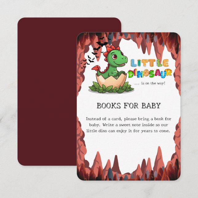 Carte D'accompagnement Little Dinosaur Is on the Way Books for Baby (Devant / Derrière)