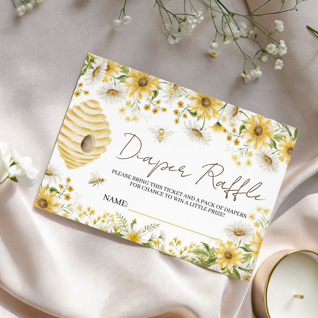 Carte D'accompagnement Little Honey Bee Floral Diaper Raffle Card (Créateur téléchargé)